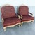 Elegant pair of vintage French Provincial armchairs inspired by classic Louis XV design. Each features an ornately carved...