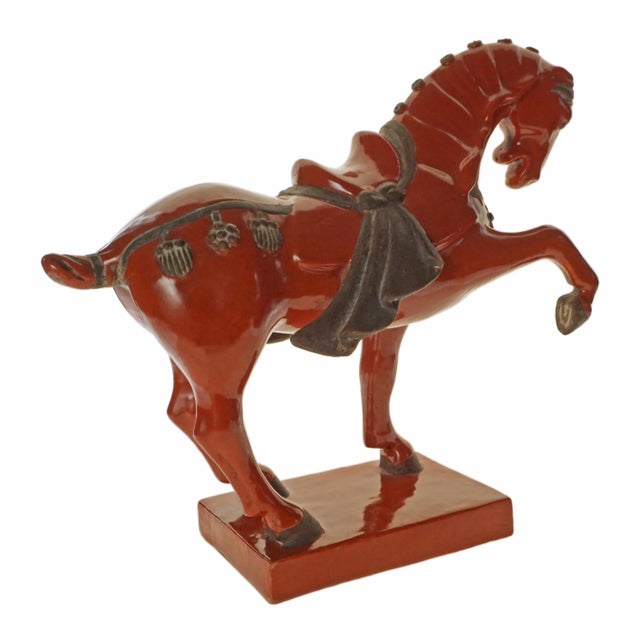 Ceramic Zaccagnini Tang Horse Red Glaze Ceramic Figure Mid-Century Modern Equestrian Decor For Sale - Image 7 of 11