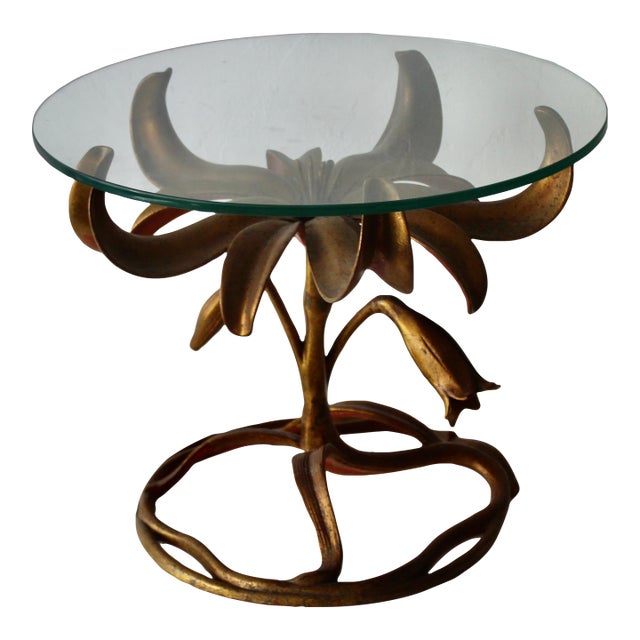 1970s Arthur Court Style Sculptural "Lily" Side Table For Sale