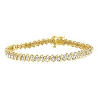 18K Yellow Gold Round Cut Diamond Spiral Link Bracelet (2.00 cttw, I-J Color, I1-I2 Clarity) For Sale