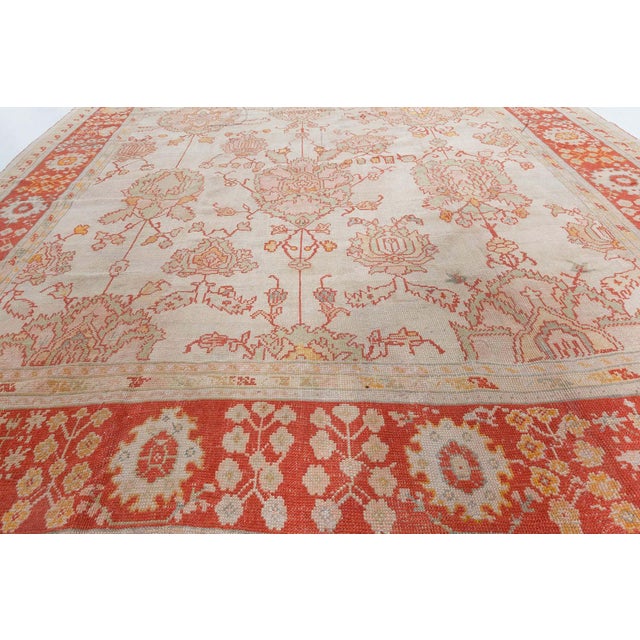Red Antique Turkish Oushak Rug For Sale - Image 8 of 10