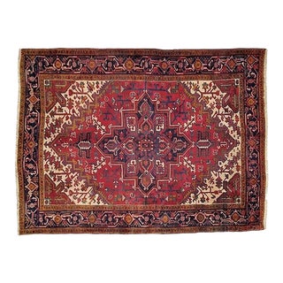 1960s Vintage Vintage Persian Heriz Rug - 6'5" X 9'5" For Sale