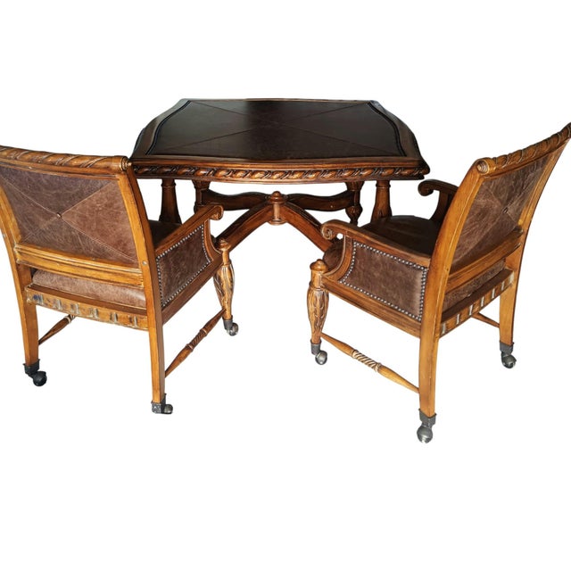 Elevate Your Game Nights With This Timeless Game Table and Matching Leather Chairs For Sale - Image 12 of 12