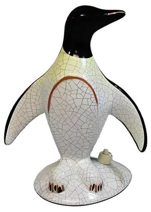Art Deco Crackled Ceramic Penguin-Shaped Table Lamp, 1940s