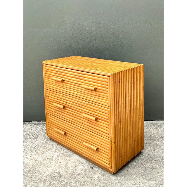 Camel Vintage Bamboo Three-Drawer Chest For Sale - Image 8 of 15