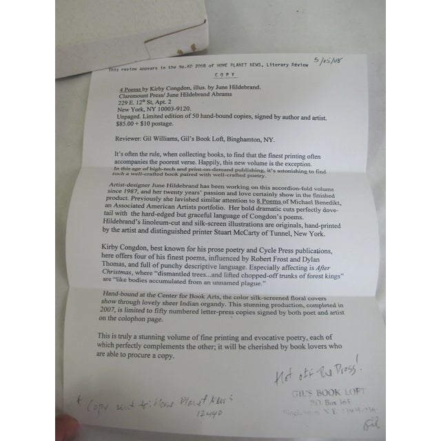 Paper Signed Kirby Congdon June Hildebrand Limited Edition Illustrated Box Set 4 Poems For Sale - Image 7 of 9