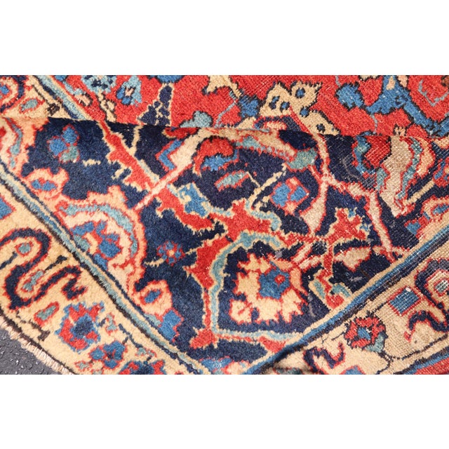 Antique Tabriz Rug With All Over Design in Rust Red, Blue's, Yellow, and L. Blue 9'7 X 13'3 For Sale - Image 11 of 12