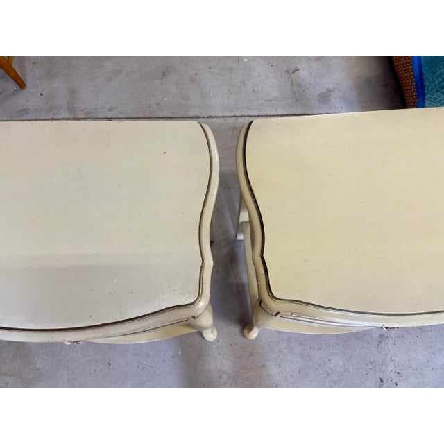 Shabby Chic Pair of Vintage French Provincial Nightstands by Bassett – Marseille Collection, Circa 1980’s For Sale - Image 3 of 12