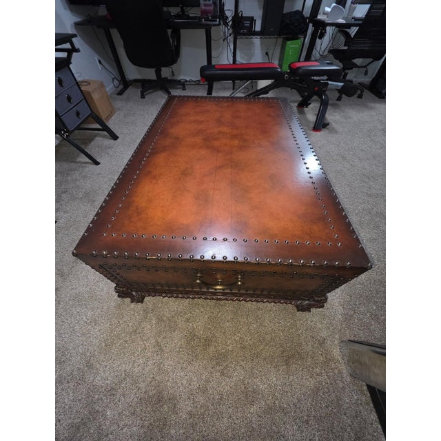 Traditional Ralph Lauren Vintage Trunk-Style Leather Chest For Sale - Image 3 of 12