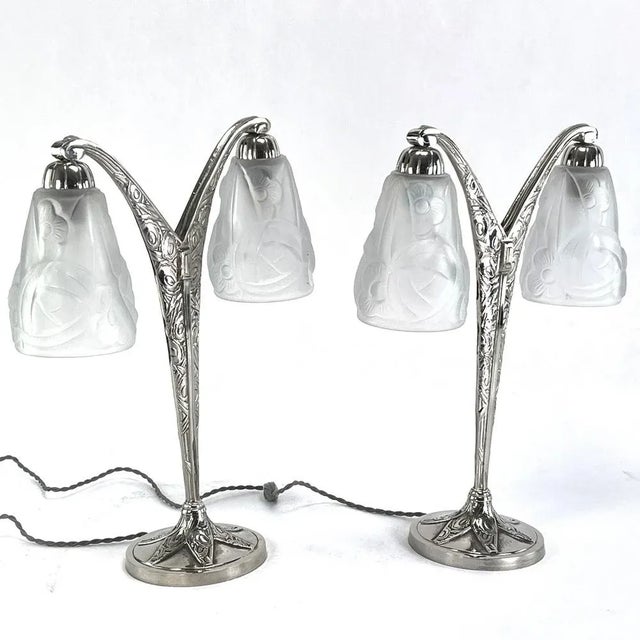 Art Deco Degué Table Lamps from Verrerie Dart Degué, 1920s, Set of 2 For Sale - Image 11 of 12