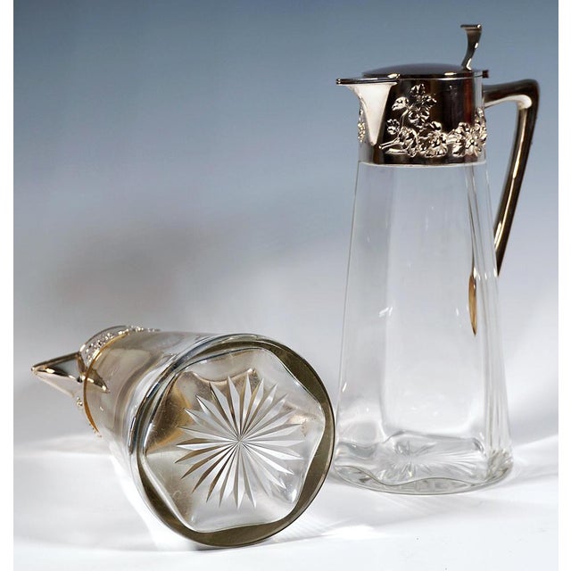 Art Nouveau Glass Decanters with Silver Mounts from Wilhelm Binder, Germany, 1890s, Set of 2 For Sale - Image 5 of 8