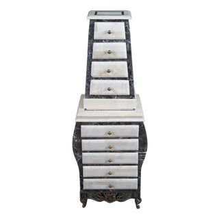 Vintage Tessellated Stone & Iron Jewelry Cabinet Commode Lingerie Semanier For Sale