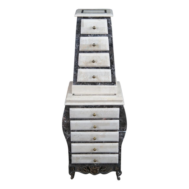 Vintage Tessellated Stone & Iron Jewelry Cabinet Commode Lingerie Semanier For Sale