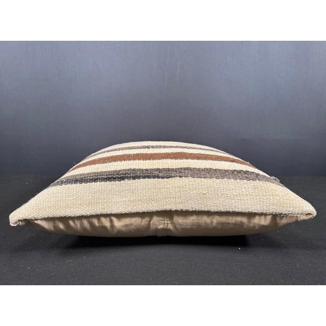 Turkish Hemp Pillow Cushion Natural Beige Black Cushion Cover 20x20 For Sale - Image 4 of 4