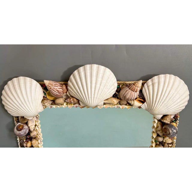 Vintage Square Seashell Shell Encrusted Mirror For Sale - Image 4 of 9