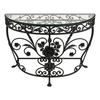 Neoclassical Demilune Console Black For Sale