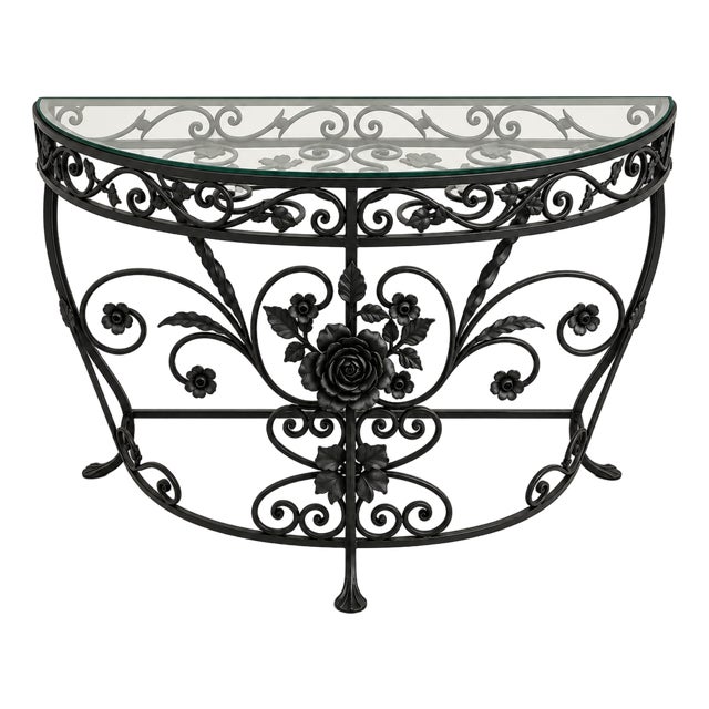 Neoclassical Demilune Console Black For Sale