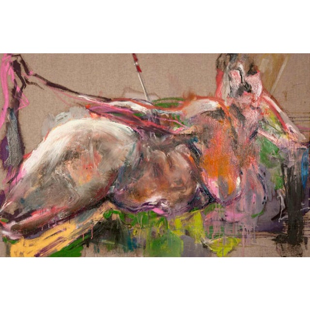 Title: Cupid Strikes Oil on Linen with Black Custom Frame Signed on the reverse COA comes painting Karen is an Atlanta-...