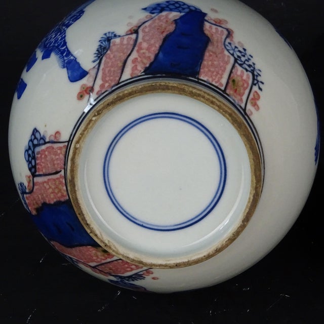 Ceramic Chinese Vintage Ceramic Vase,Blue and White Underglaze Red Porcelain Gall-Shaped Vase Hand Painted Kylin Pattern For Sale - Image 7 of 7