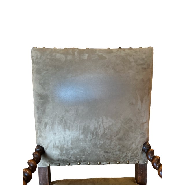 19th Century French Louis XIII Style Barley Twist Armchair With Dog Terminals For Sale In Atlanta - Image 6 of 9
