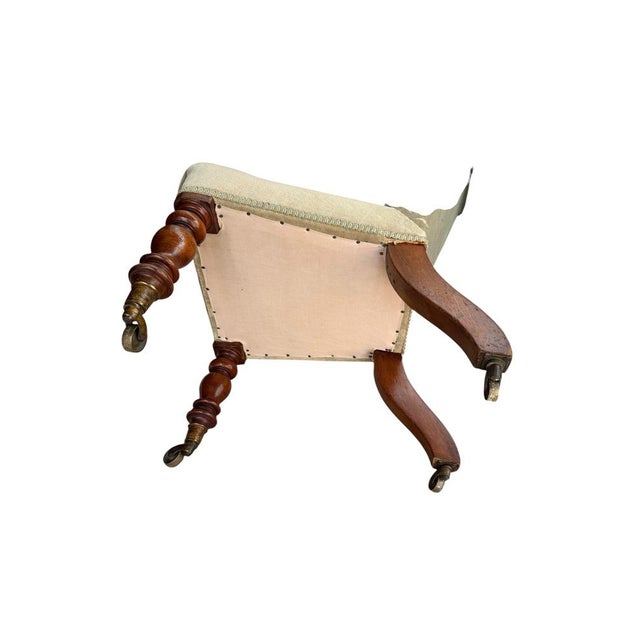 1900 - 1909 Victorian Green Velvet Prayer Chair on Original Casters, 1900 For Sale - Image 5 of 11