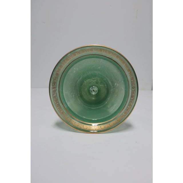 Vintage Glass Urn Vase in Green and Gold Chairish