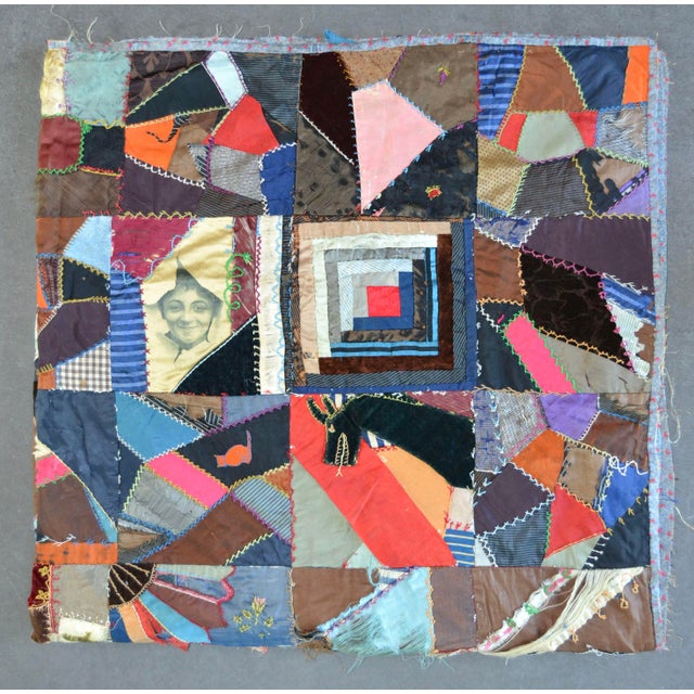 Late 19th Century c.1884 Victorian Crazy Quilt - For Sale - Image 5 of 18
