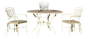 Set of Wrought Iron Dining Table and Armchairs, Garden or Patio Furniture