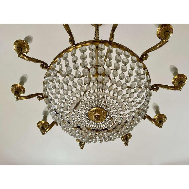 10-Light Chandelier in Bronze and Cut Crystal, 1960s For Sale - Image 13 of 14
