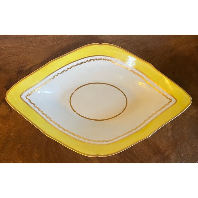 Large Antique Early 19th Century English George III Derby Porcelain Navette Shape Dishes With Yellow Border Circa 1800 - A Pair For Sale In New York - Image 6 of 13