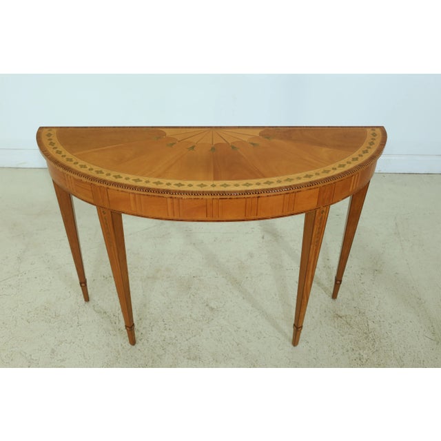 Kindel Inlaid Satinwood Demilune Console Table For Sale - Image 13 of 13