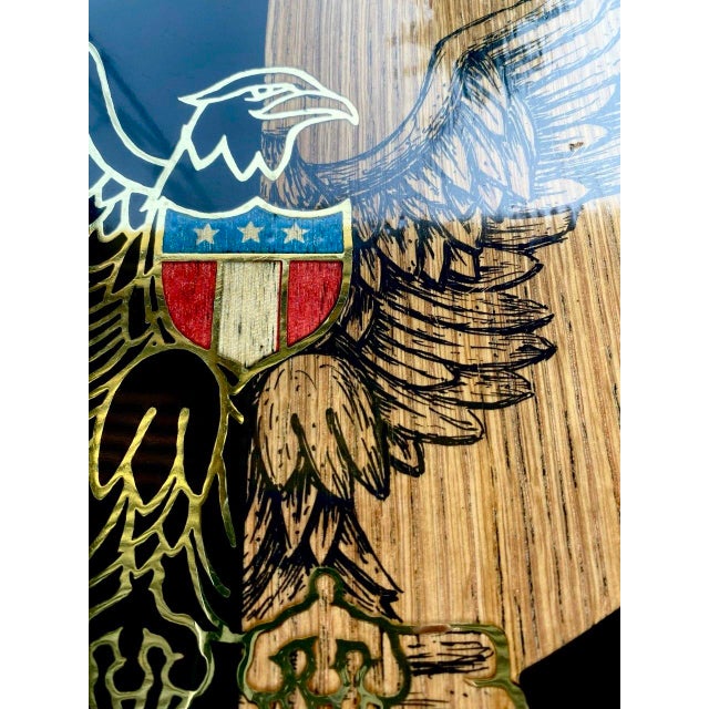 Mid 20th Century Vintage Couroc Bicentennial Eagle Tray – Patriotic American Shield Inlay – Monterey California For Sale - Image 5 of 8
