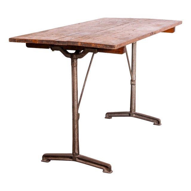 French Cast Base Small Dining Table, 1930s For Sale