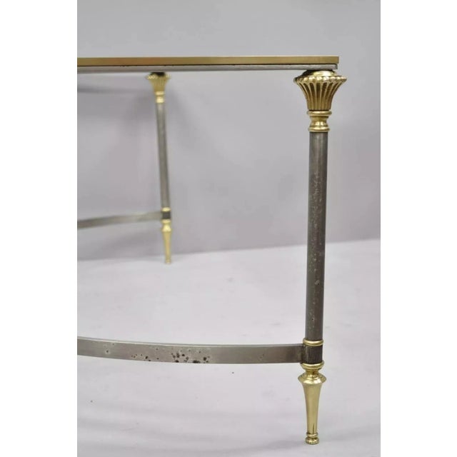 Late 20th Century Italian Neoclassical Maison Jansen Style Steel & Brass Marble Top Coffee Table For Sale - Image 9 of 12