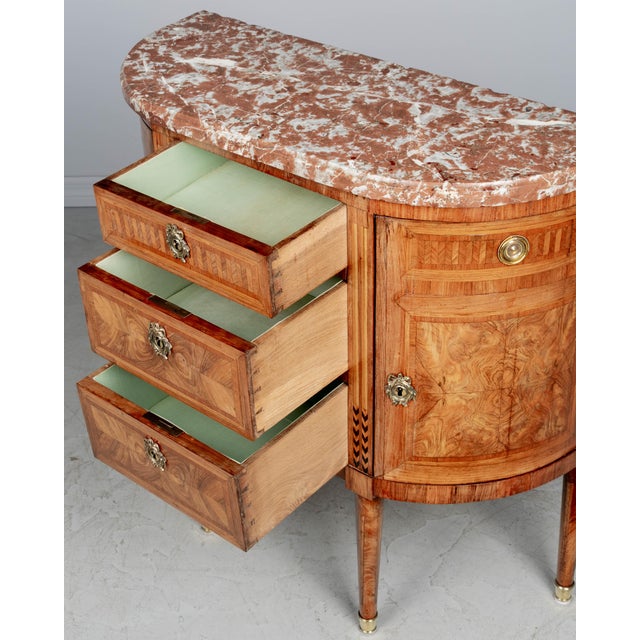 18th Century Louis XVI Marquetry Demilune Commode or Console For Sale - Image 4 of 12