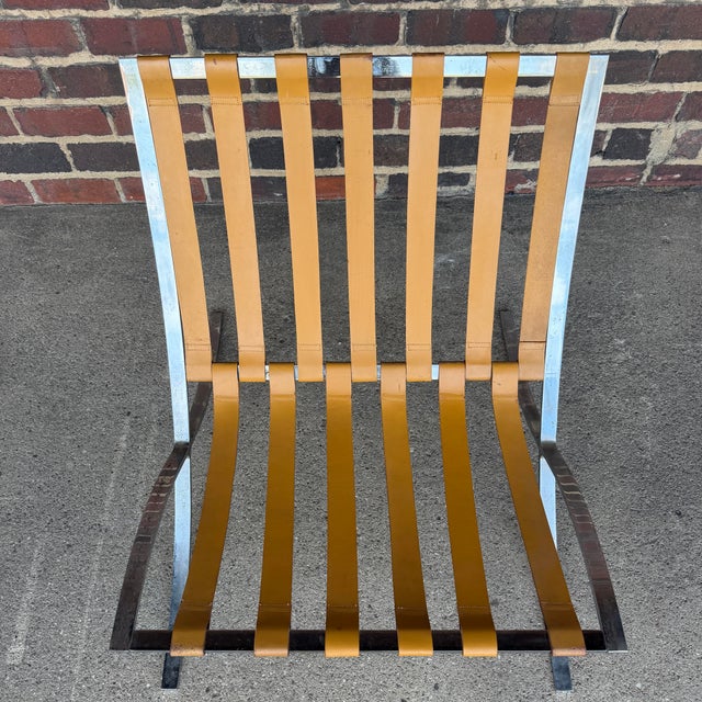 Tan Leather Mid Century Barcelona Style Lounge Chair For Sale - Image 11 of 12