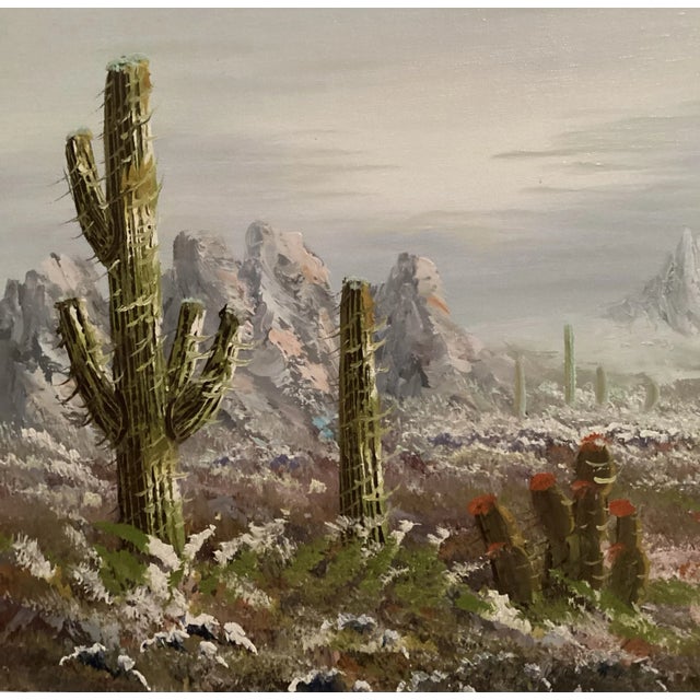 Original Oil Painting Landscape Luscious Sonoran Desert, Signed by Artist, Framed For Sale - Image 10 of 10