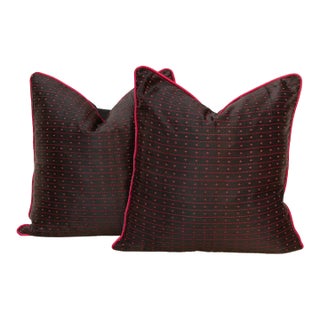 Pair of Lakhpat Dotted Gujarati Mashru Pillows For Sale