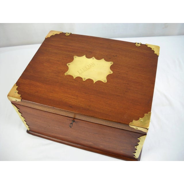 Late 19th Century Antique Lillian Brass & Wood Box For Sale - Image 5 of 8