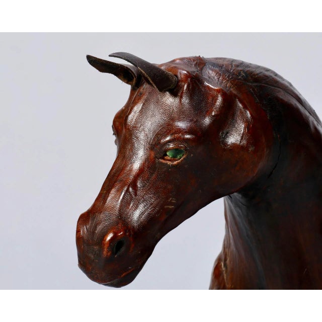 Wood Large Vintage Leather Covered Horse Sculpture For Sale - Image 7 of 9