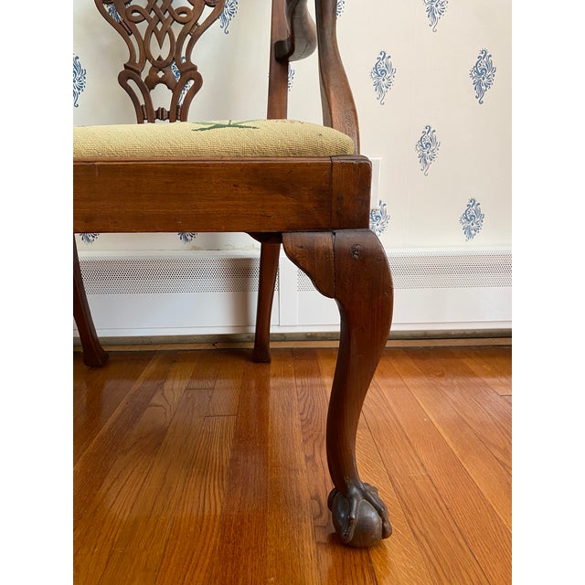 Chippendale Antique Mid-1700s British Chippendale Mahogany Dining Chair With Arms For Sale - Image 3 of 18