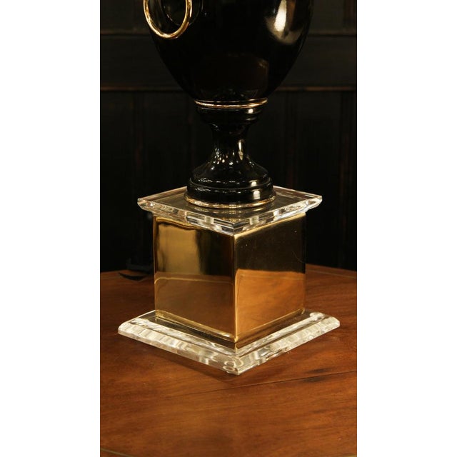 1940s Vintage Hollywood Regency Style Black Table Lamp, 1940s For Sale - Image 5 of 8