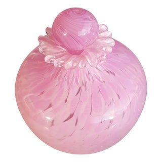 Pink and White Marbled Murano Glass Perfume Bottle with Stopper, 1950s For Sale