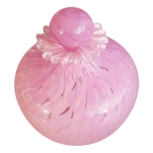 Pink and White Marbled Murano Glass Perfume Bottle with Stopper, 1950s For Sale