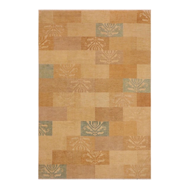 1990s 1990s Bohemian Gabbeh Tan/Blue Wool Rug - 9'11" X 13'7" For Sale