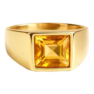 Citrine Gemstone Signet 925 Sterling Silver Ring for Men/Women Us 7 For Sale