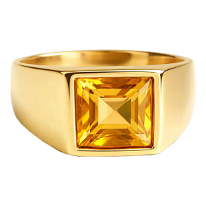 Citrine Gemstone Signet 925 Sterling Silver Ring for Men/Women Us 7