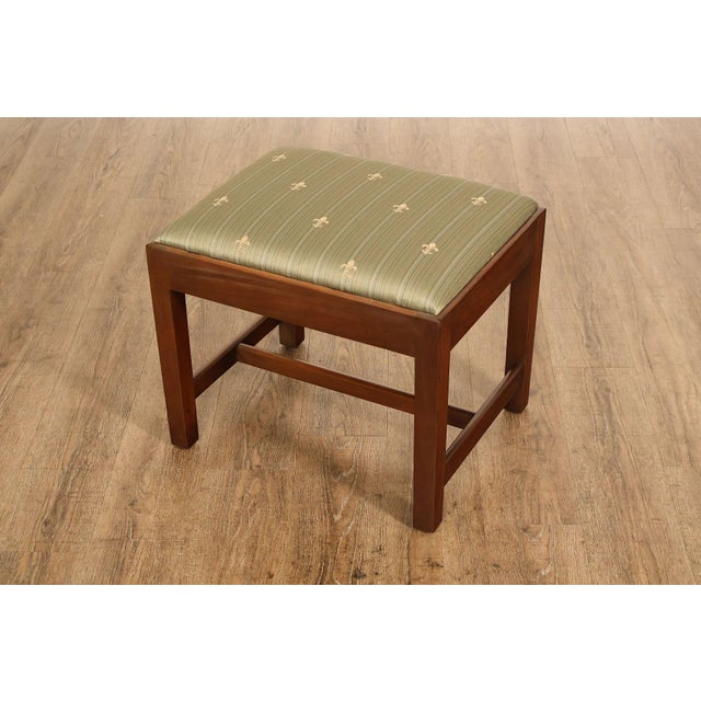 High Quality American Made Custom Upholstered Mahogany Foot Stool or Ottoman