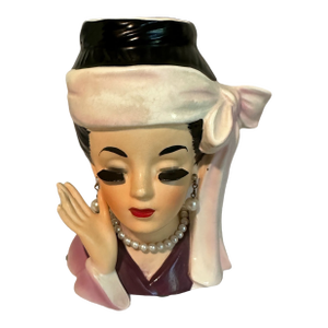 Rare Vintage 1964 Inarco E-1611 Lady Head Vase Costume Series - Jewelry & Sticker