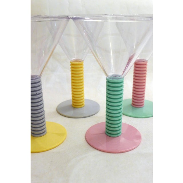 Plastic Vintage Two-Tone Stemmed Cocktail Glasses, 1980s, Set of 6 For Sale - Image 7 of 10